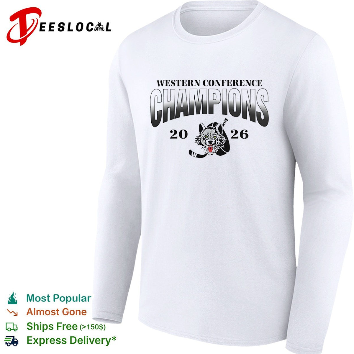 Western Conference Champions 2026 Wolf Hockey Logo Fan Gear Performance Hockey shirt