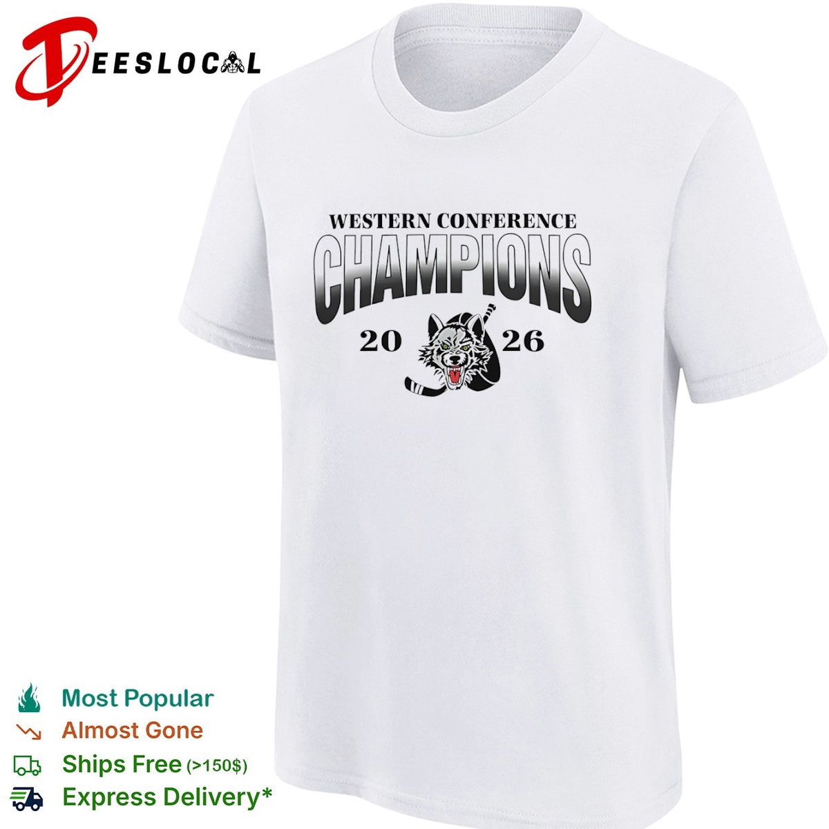 Western Conference Champions 2026 Wolf Hockey Logo Fan Gear Performance Hockey shirt