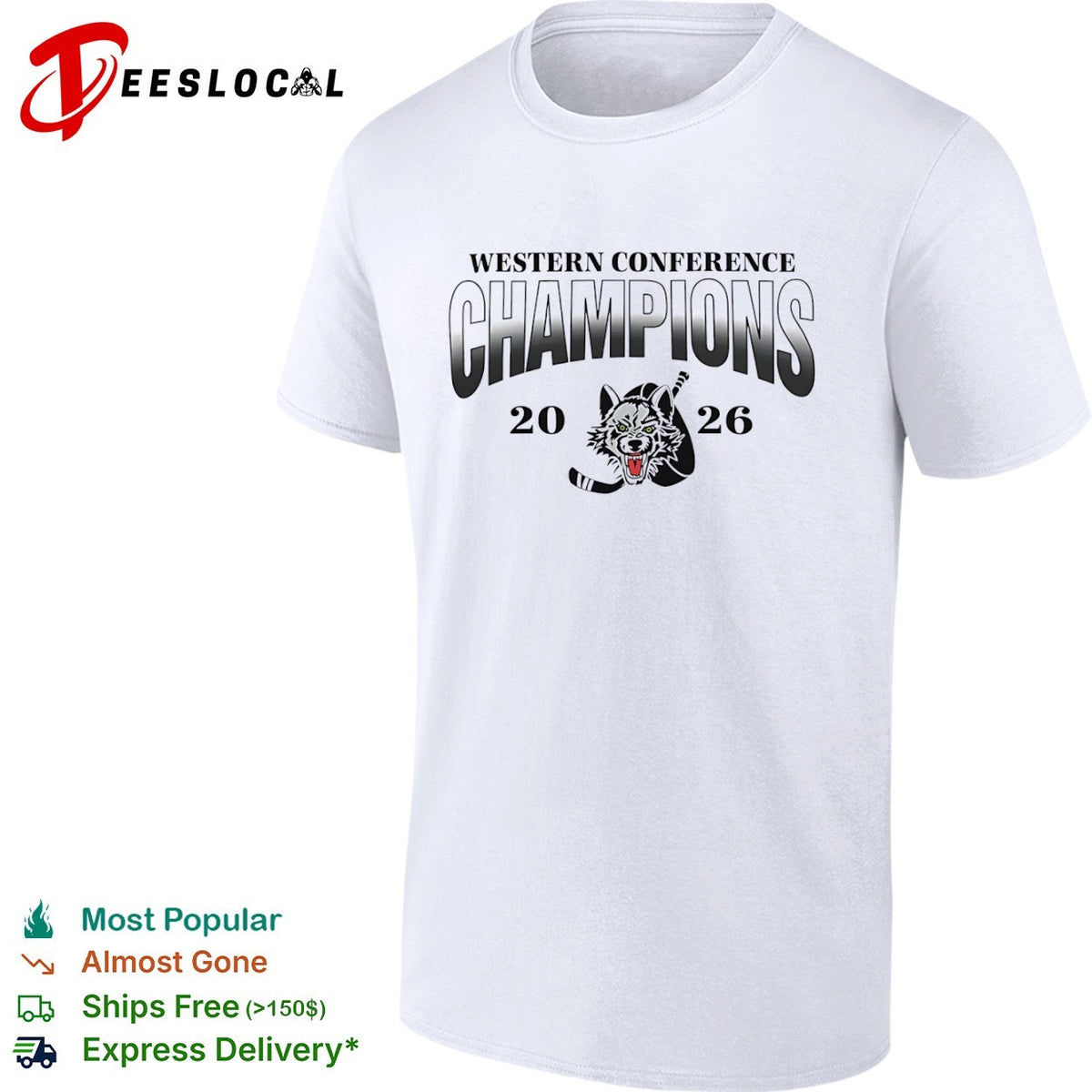 Western Conference Champions 2026 Wolf Hockey Logo Fan Gear Performance Hockey shirt