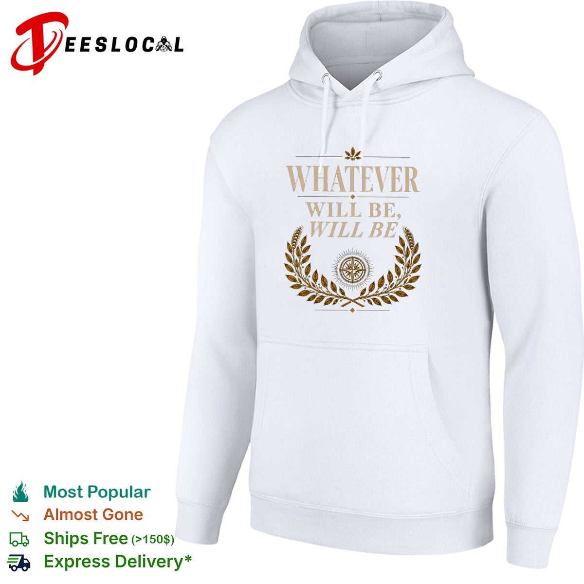 Whatever will be will be Compass Wheat Laurel Wreath Philosophical Quote shirt