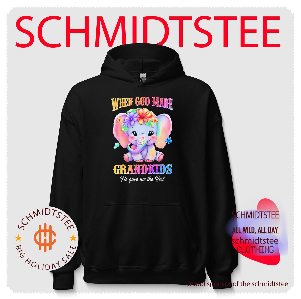 When God made grandkids he gave me the best cartoon elenphant shirt