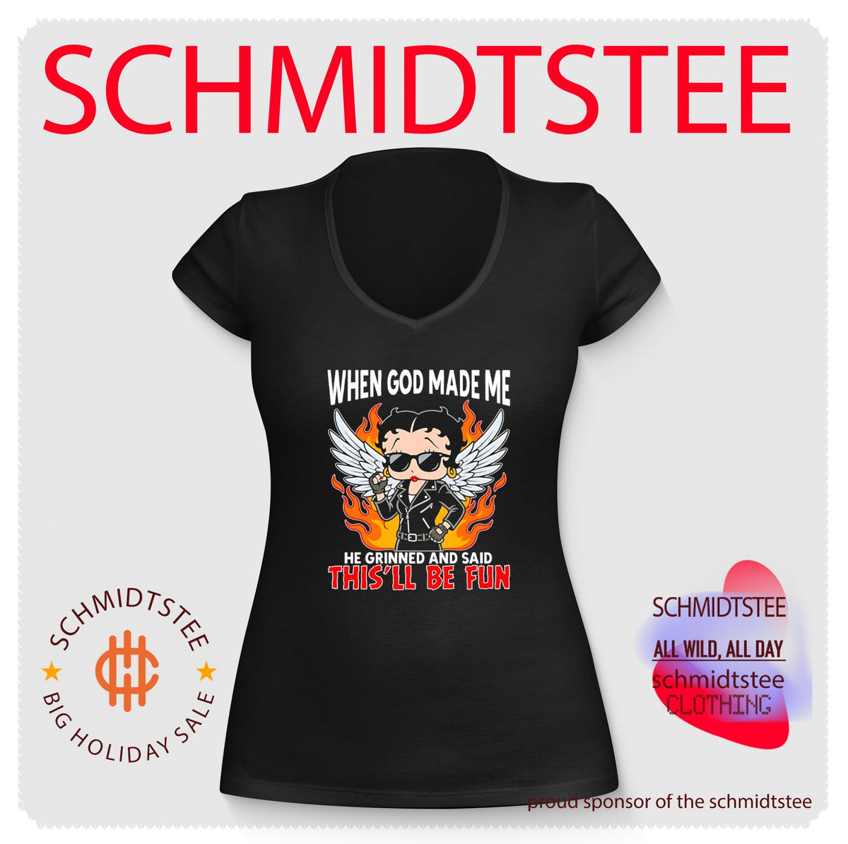 When god made me he grinned and said this’ll be fun Betty Boop shirt