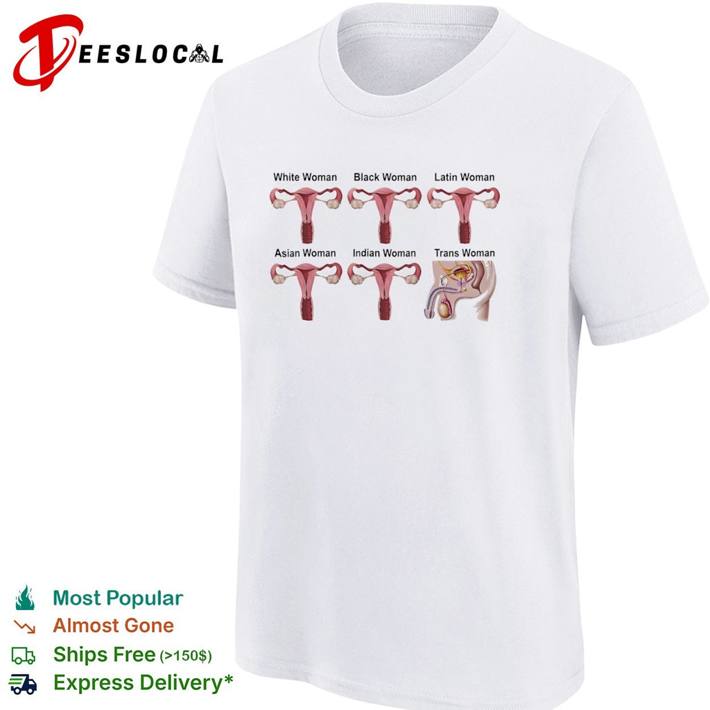 White Black Latin Asian Indian Trans Anatomy Reproductive System Medical Chart shirt