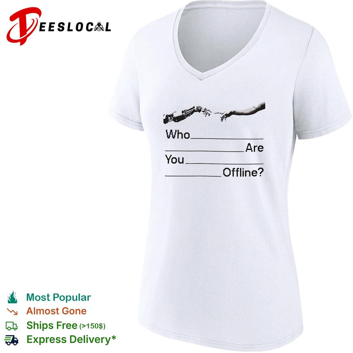 Who Are You Offline The Creation of Adam Artificial Intelligence Robot Hand shirt
