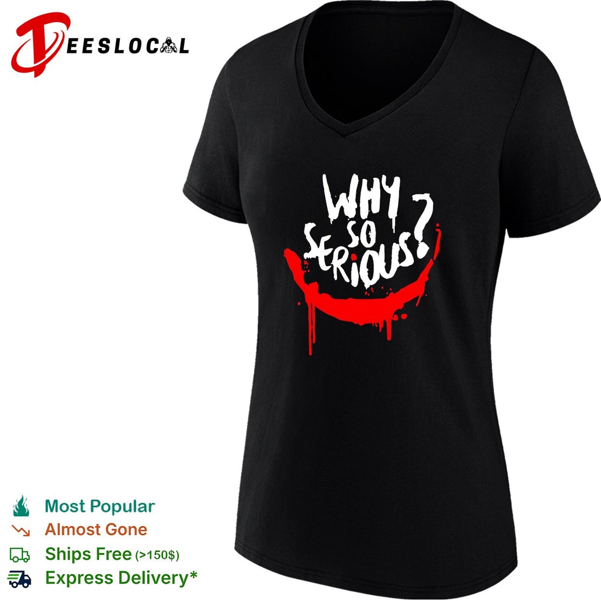Why so serious Joker smile painted drip grunge horror art shirt