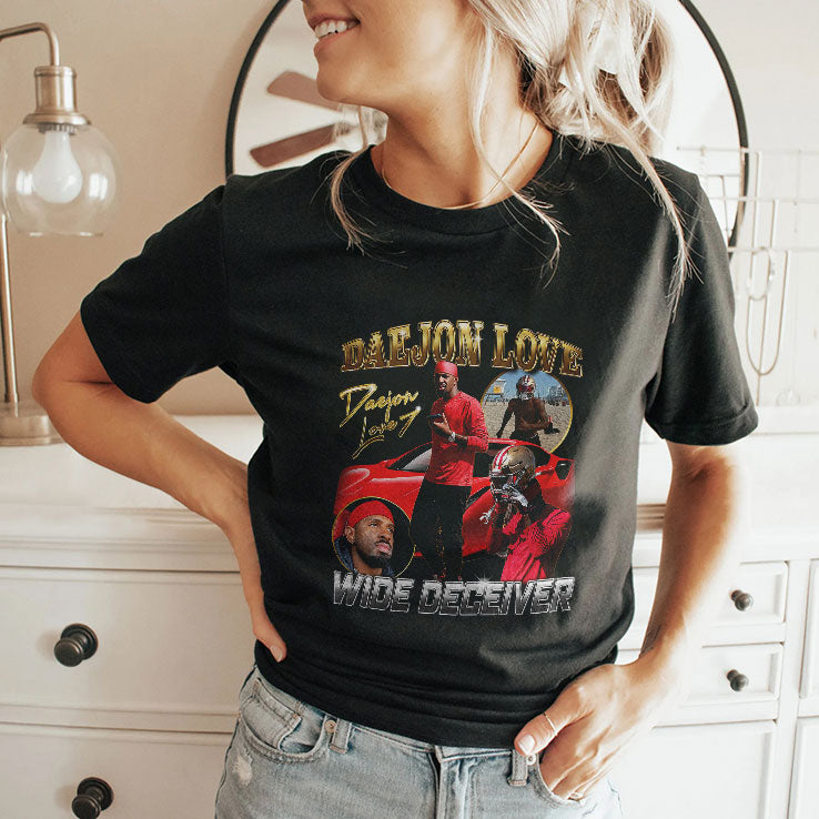 Wide Deceiver Daejon Love Football Helmet Golden Gate Bridge Lightning T Shirt