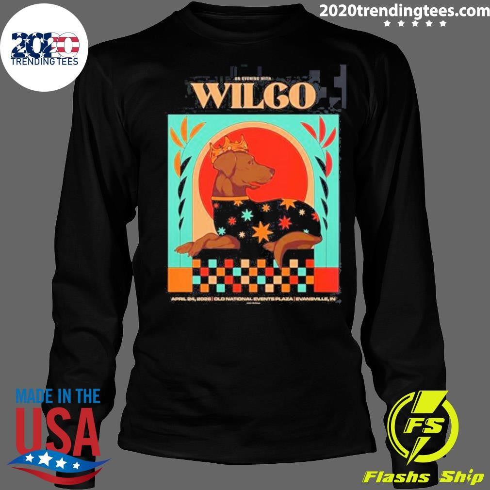 Wilco Evansville Indianapolis 2026 Venue Poster At Old National Events Plaza On April 24 2026 King Chocolate Labrador Art Shirt
