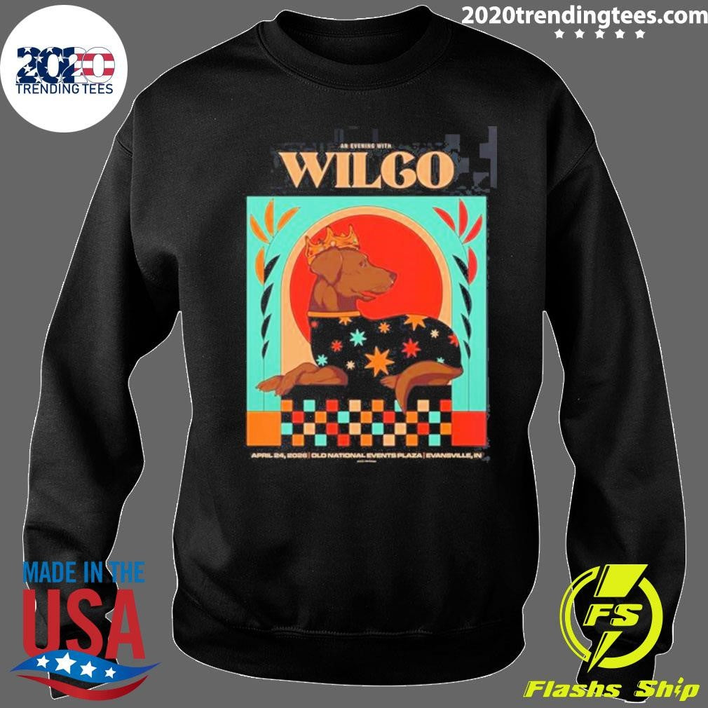 Wilco Evansville Indianapolis 2026 Venue Poster At Old National Events Plaza On April 24 2026 King Chocolate Labrador Art Shirt