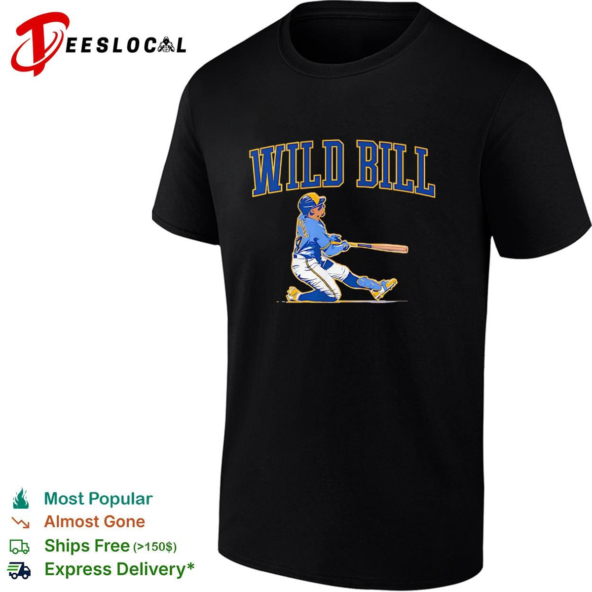 Wild Bill Milwaukee Brewers MLB caricature batting pose vintage graphic shirt