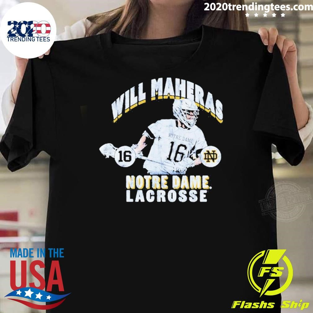 Will Maheras Illustrated Notre Dame Lacrosse Shirt