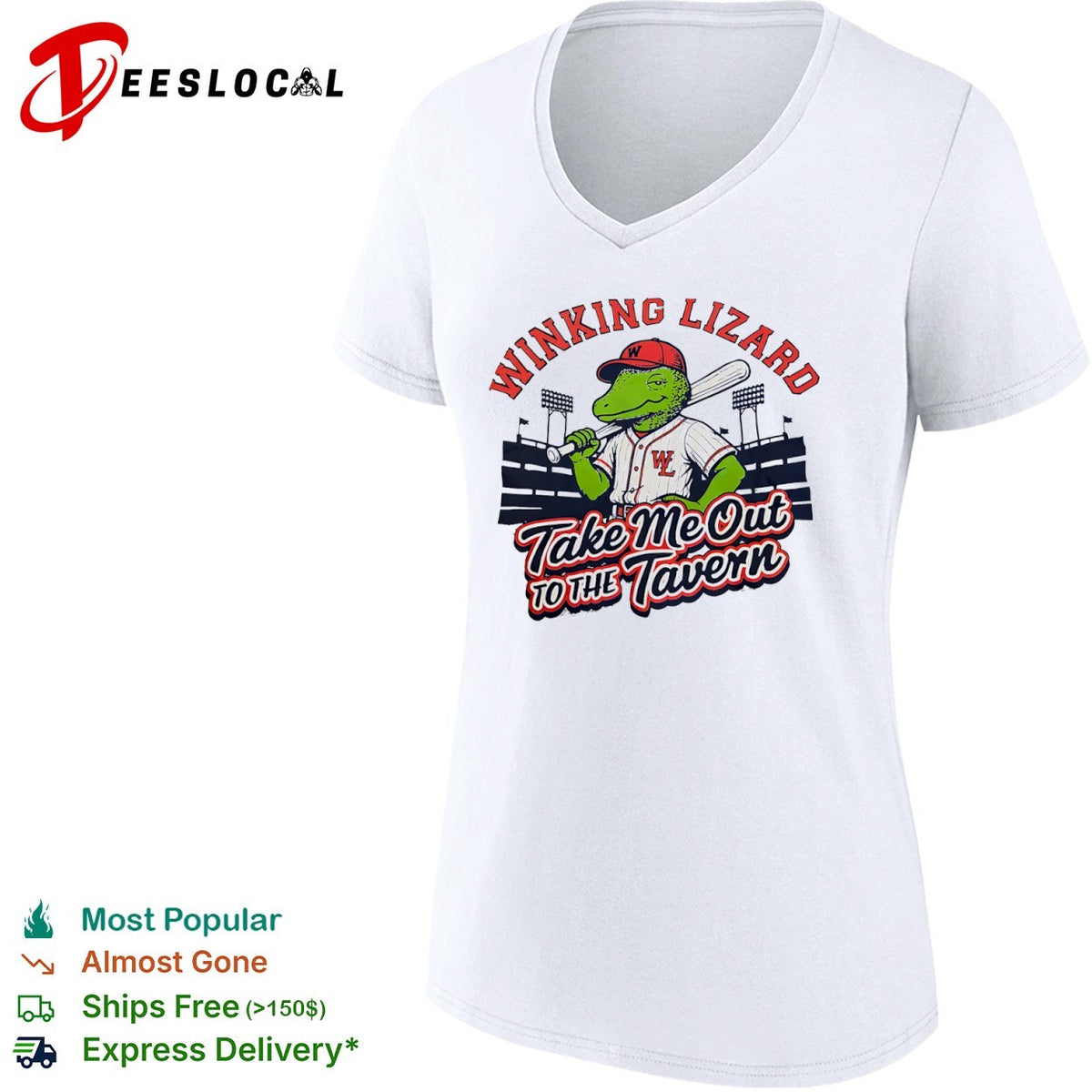 Winking Lizard take me out to the tavern baseball lizard shirt