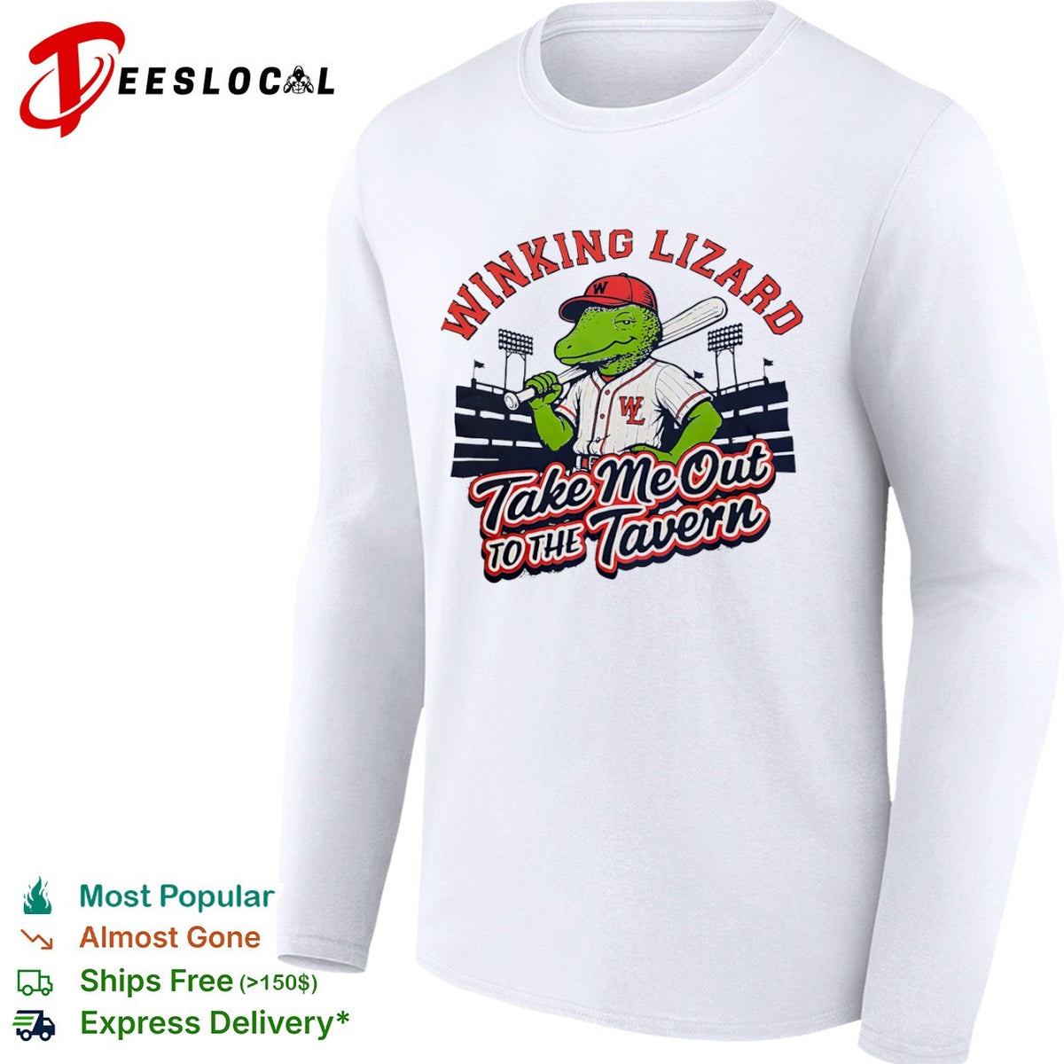 Winking Lizard take me out to the tavern baseball lizard shirt