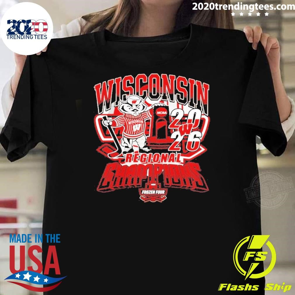 Wisconsin Badgers 2026 Ncaa Mens Hockey Regional Champions Mascot Trophy Shirt