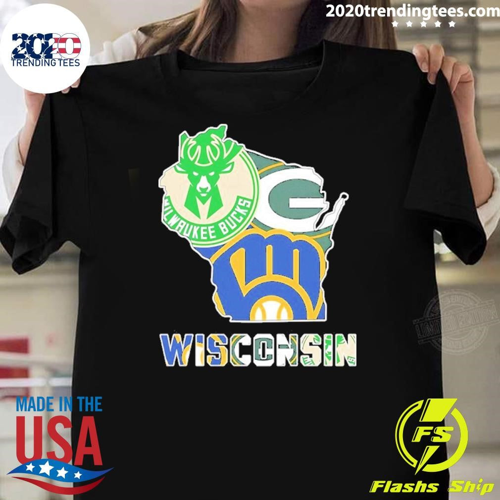Wisconsin City Sports Logos Map 2026 Shirt