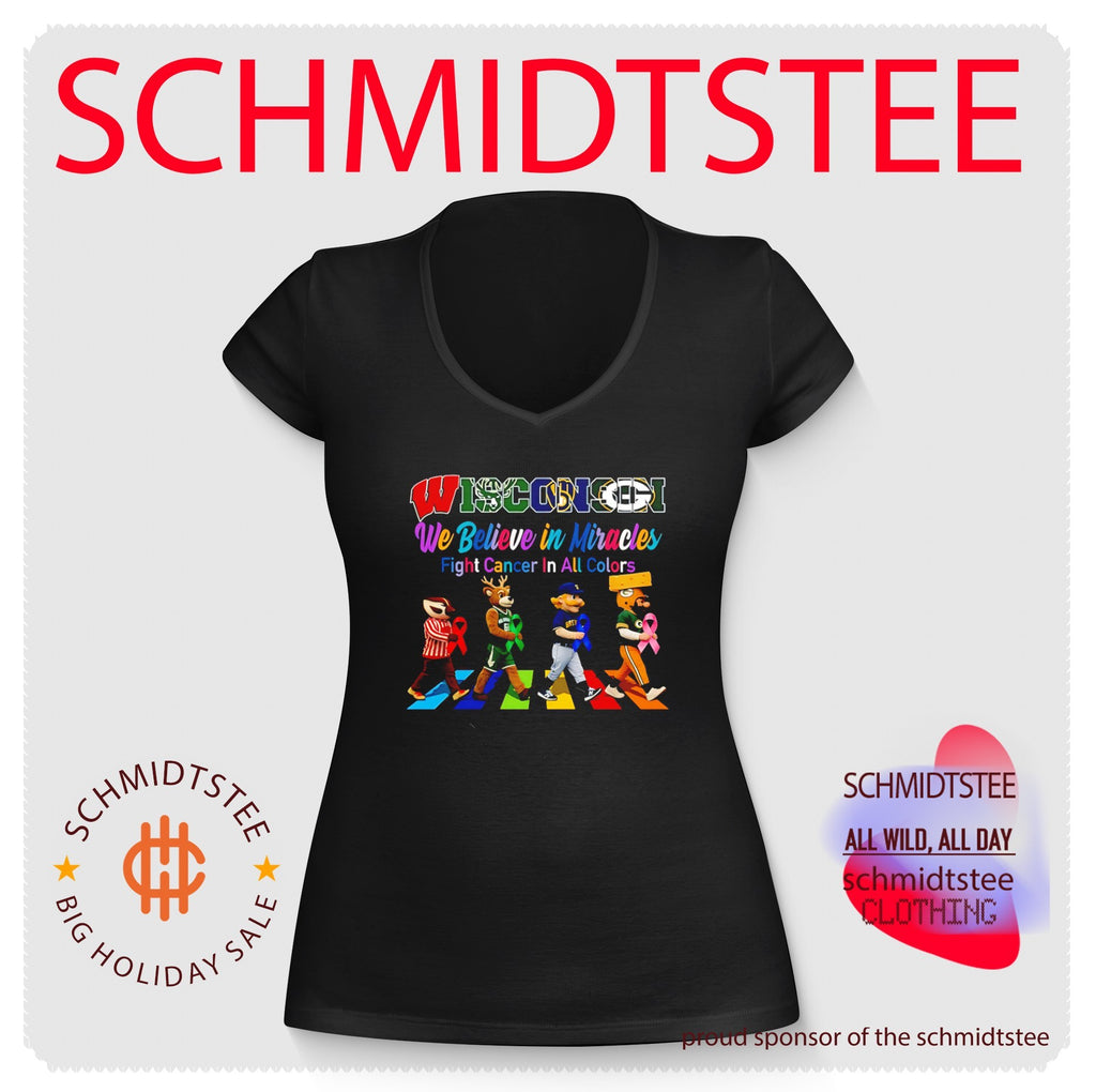 Wisconsin Sports We believe in Miracles fight cancer on all colors abbey road shirt