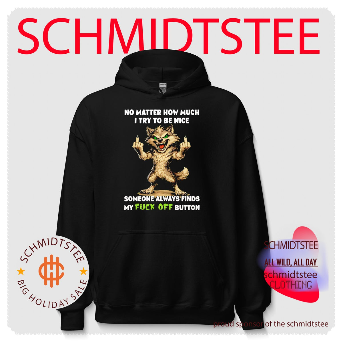 Wolf Nice Fuck Off Button Aggressive Sarcastic Attitude Casual Shirt
