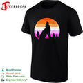 Wolf howling lesbian pride flag sunset retro silhouette shirt