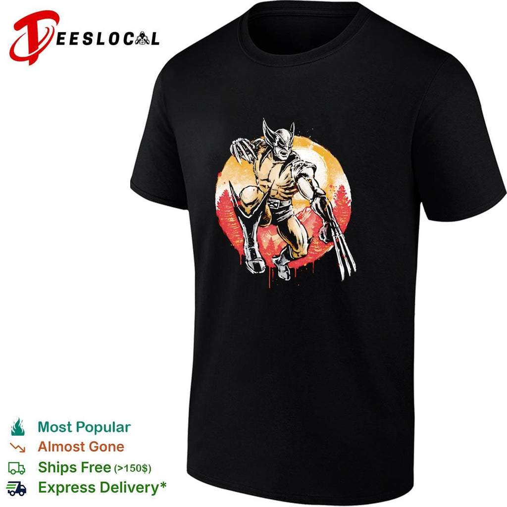 Wolverine X-Men claws retro moon forest graphic shirt