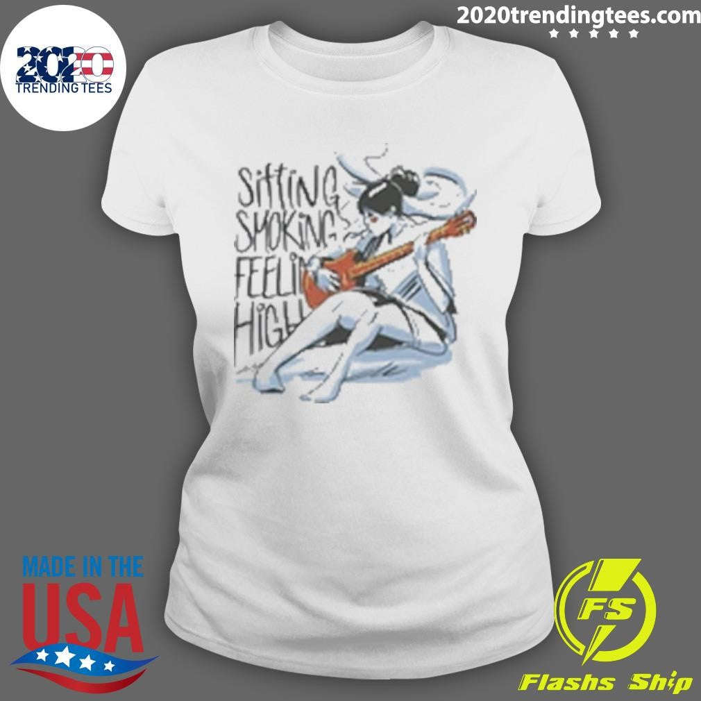 Woman Playing Guitar And Smoking Sitting Smoking Feeling High Cannabis Shirt