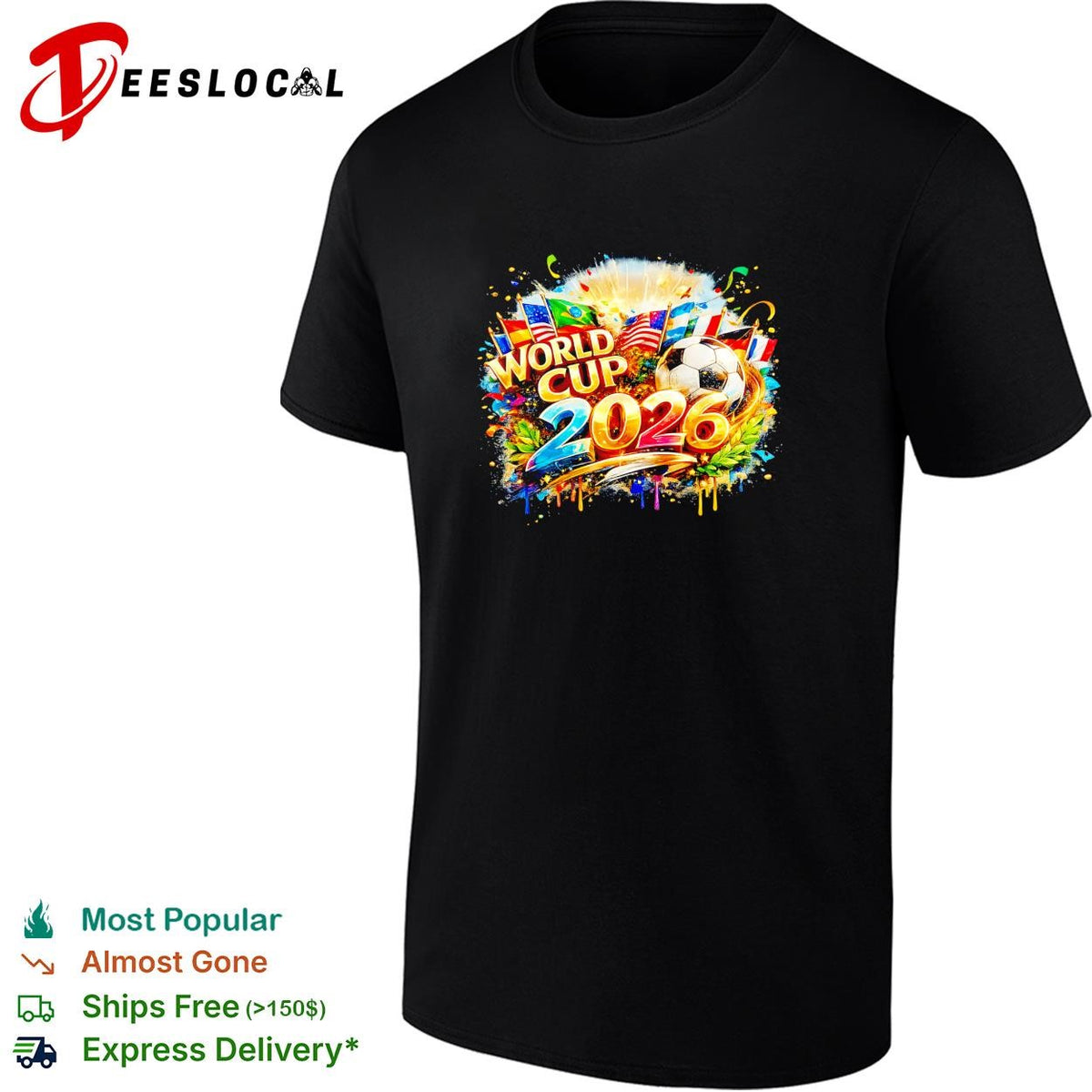 World Cup 2026 colorful explosion soccer ball poster shirt