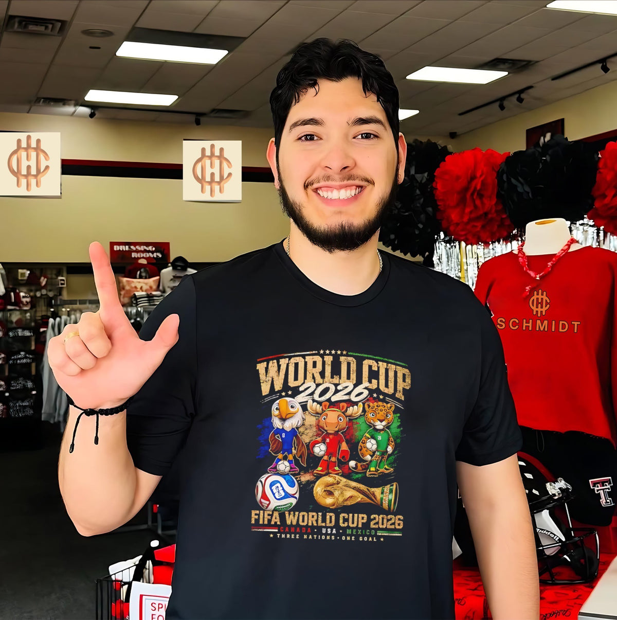 World Cup 2026 trio mascot of host nations Canada USA Mexico shirt