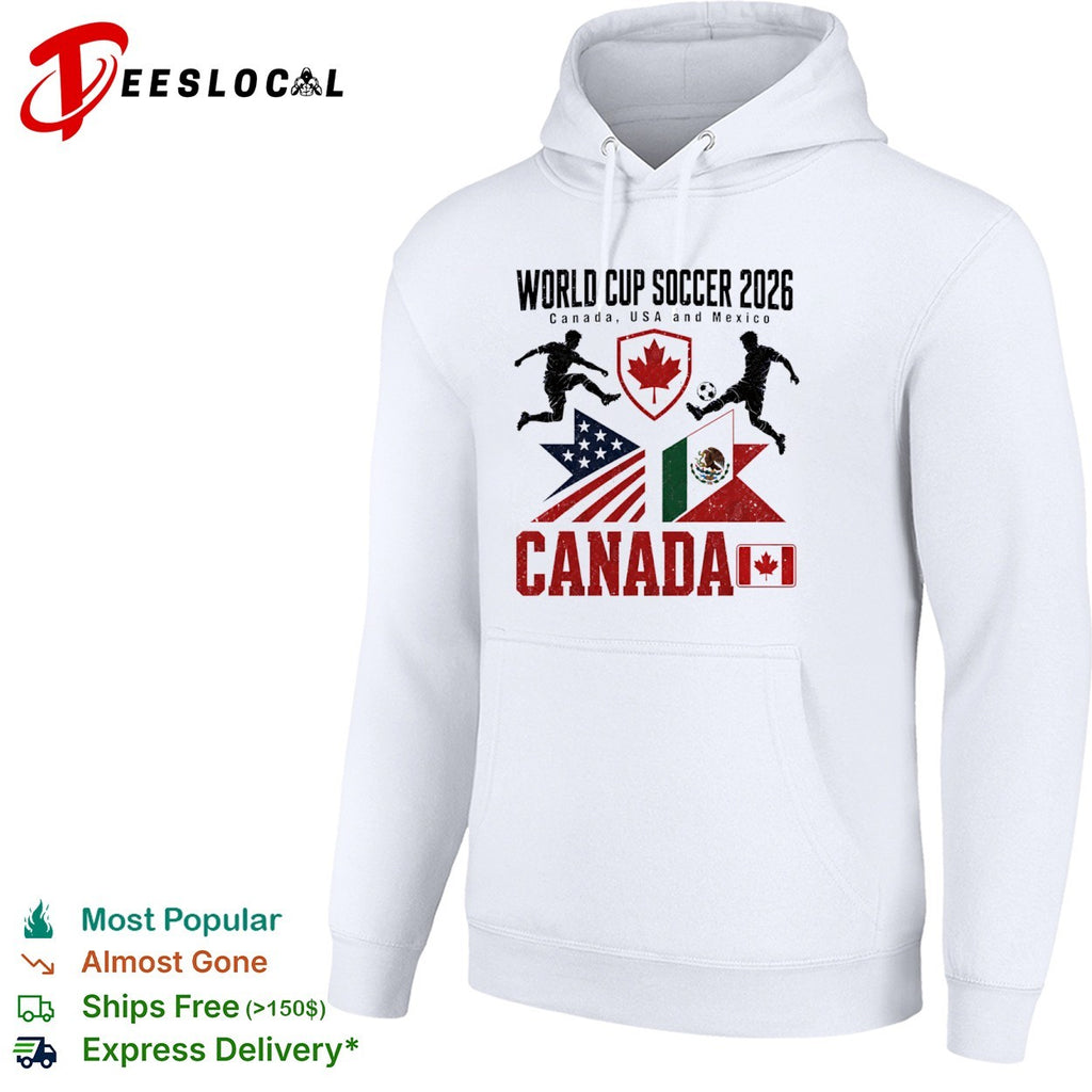 World Cup Soccer 2026 Canada USA and Mexico soccer players flags shirt