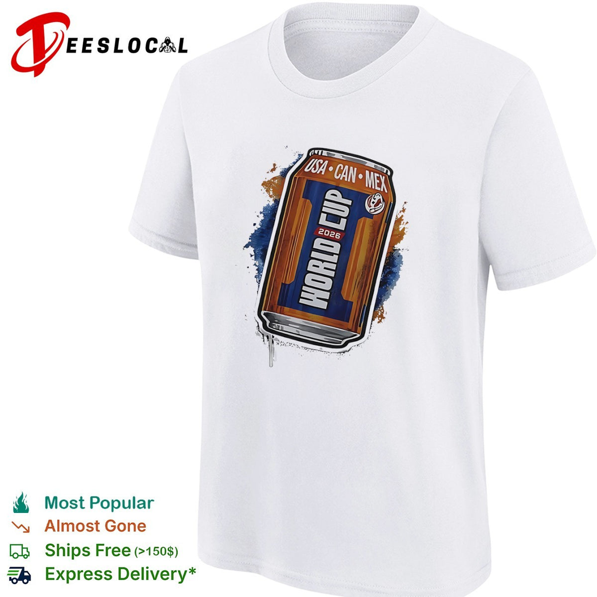 World Cup beer can Usa Can Mex 2026 shirt