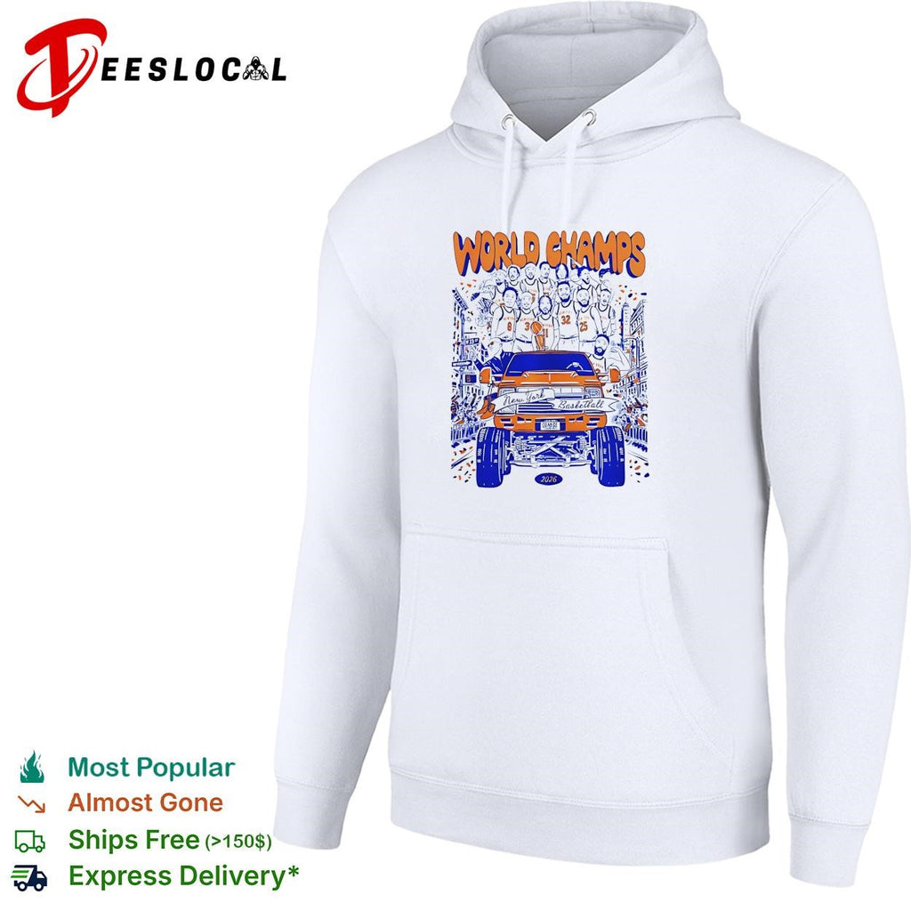 World champs New York basketball victory parade pickup truck illustration poster shirt