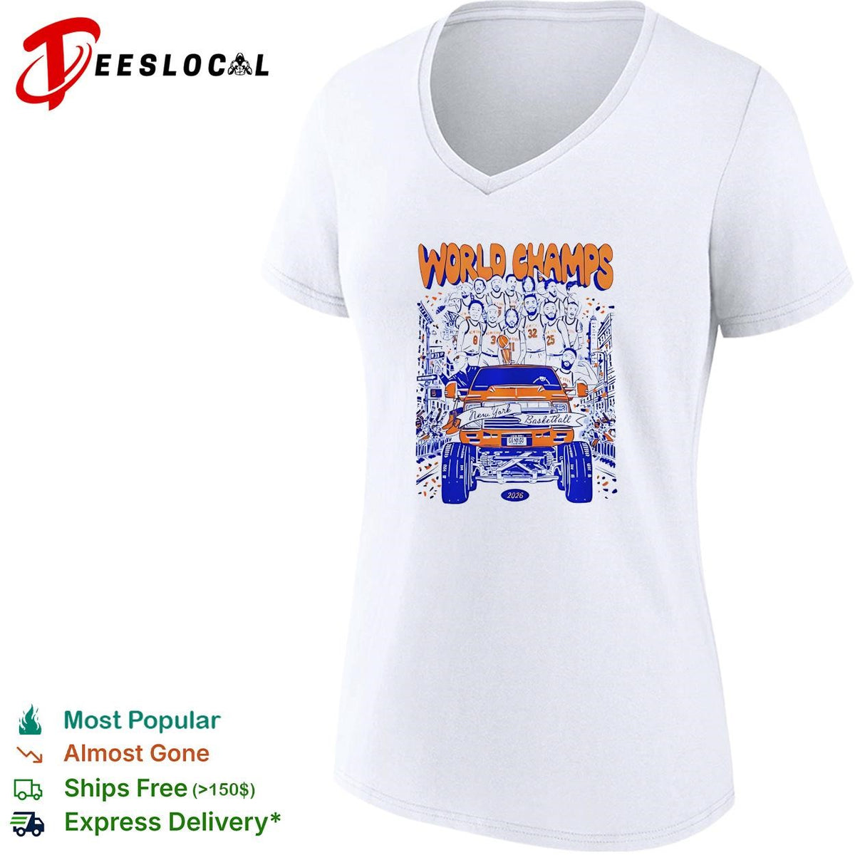World champs New York basketball victory parade pickup truck illustration poster shirt