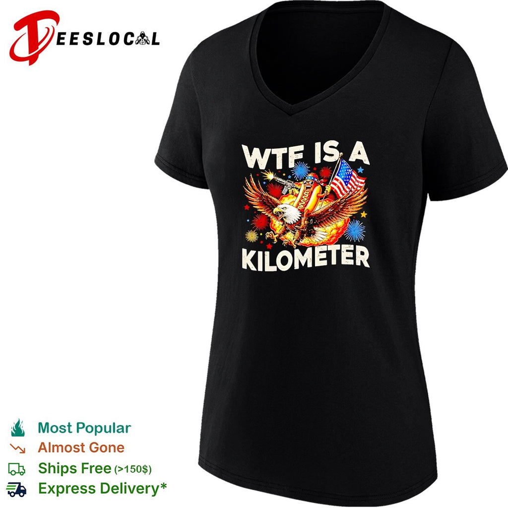Wtf is a kilometer American hotdog eagle fireworks patriot independence day shirt