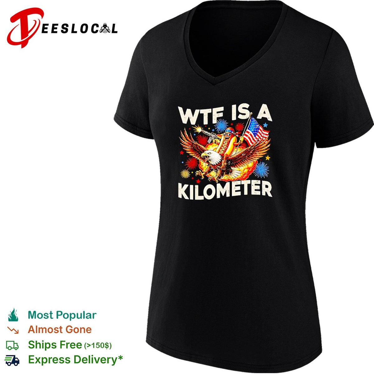 Wtf is a kilometer American hotdog eagle fireworks patriot independence day shirt