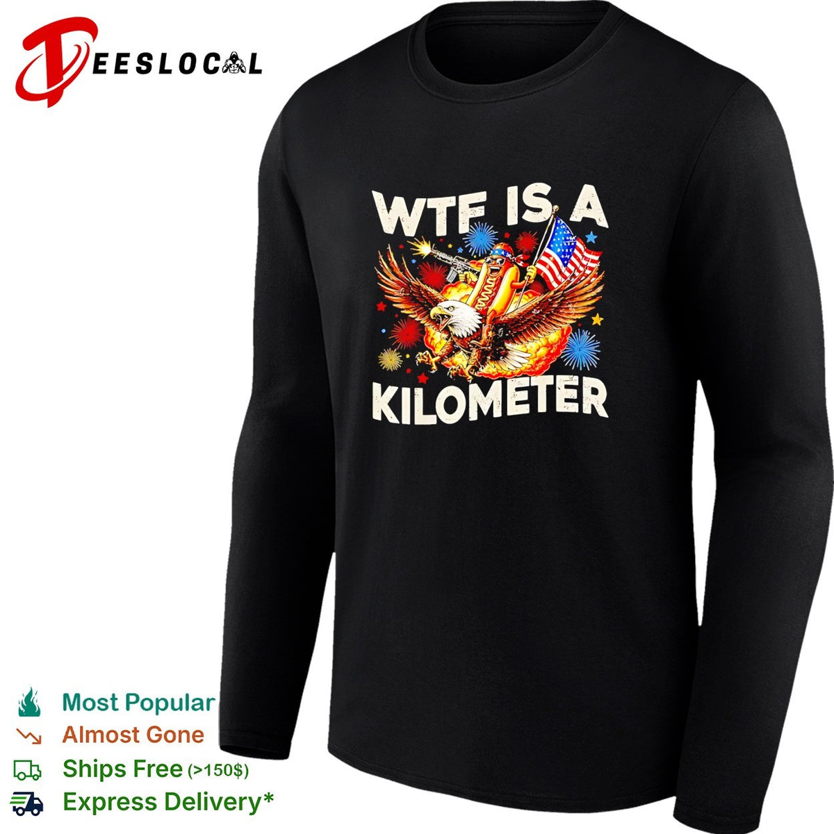 Wtf is a kilometer American hotdog eagle fireworks patriot independence day shirt