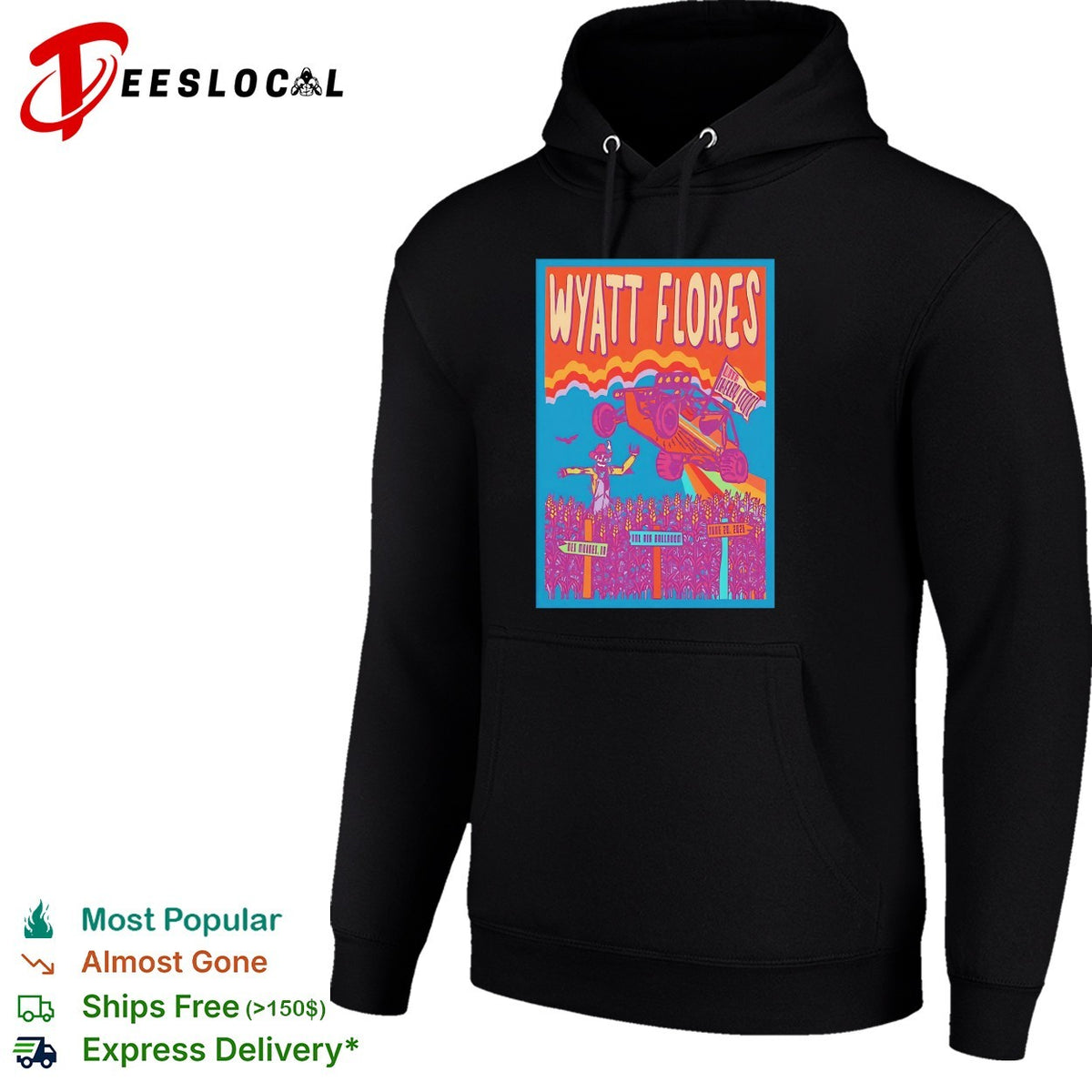 Wyatt Flores monster truck rally concert poster colorful art shirt