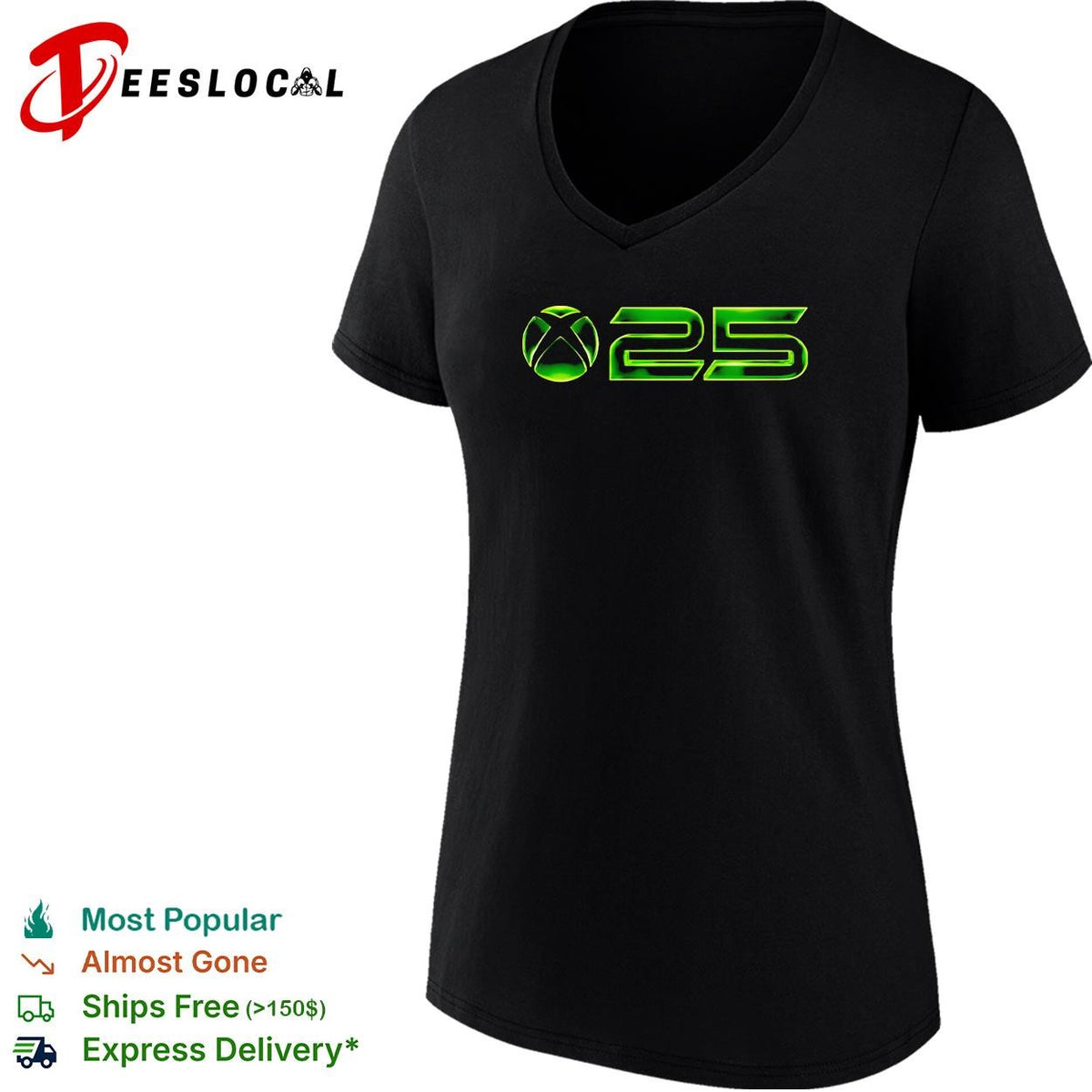 Xbox 25th anniversary logo green graphic shirt