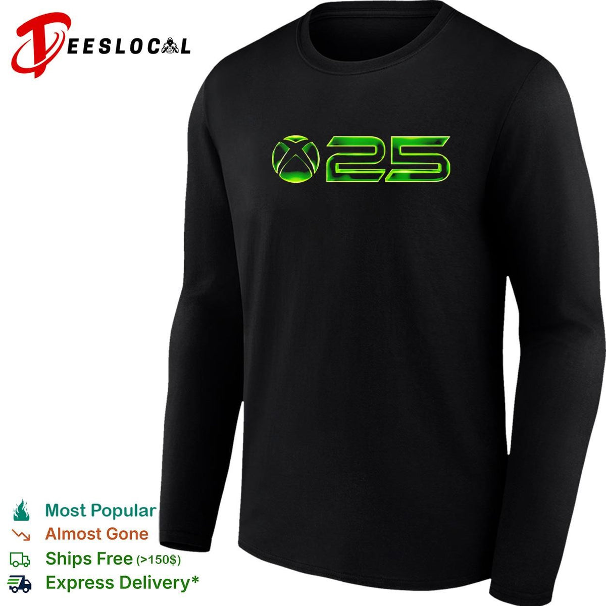 Xbox 25th anniversary logo green graphic shirt