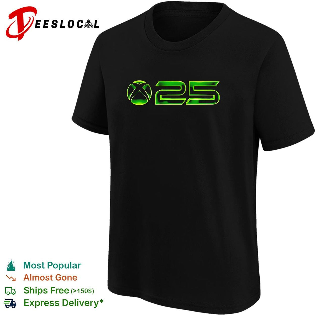 Xbox 25th anniversary logo green graphic shirt