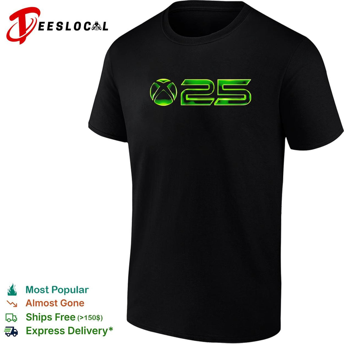 Xbox 25th anniversary logo green graphic shirt