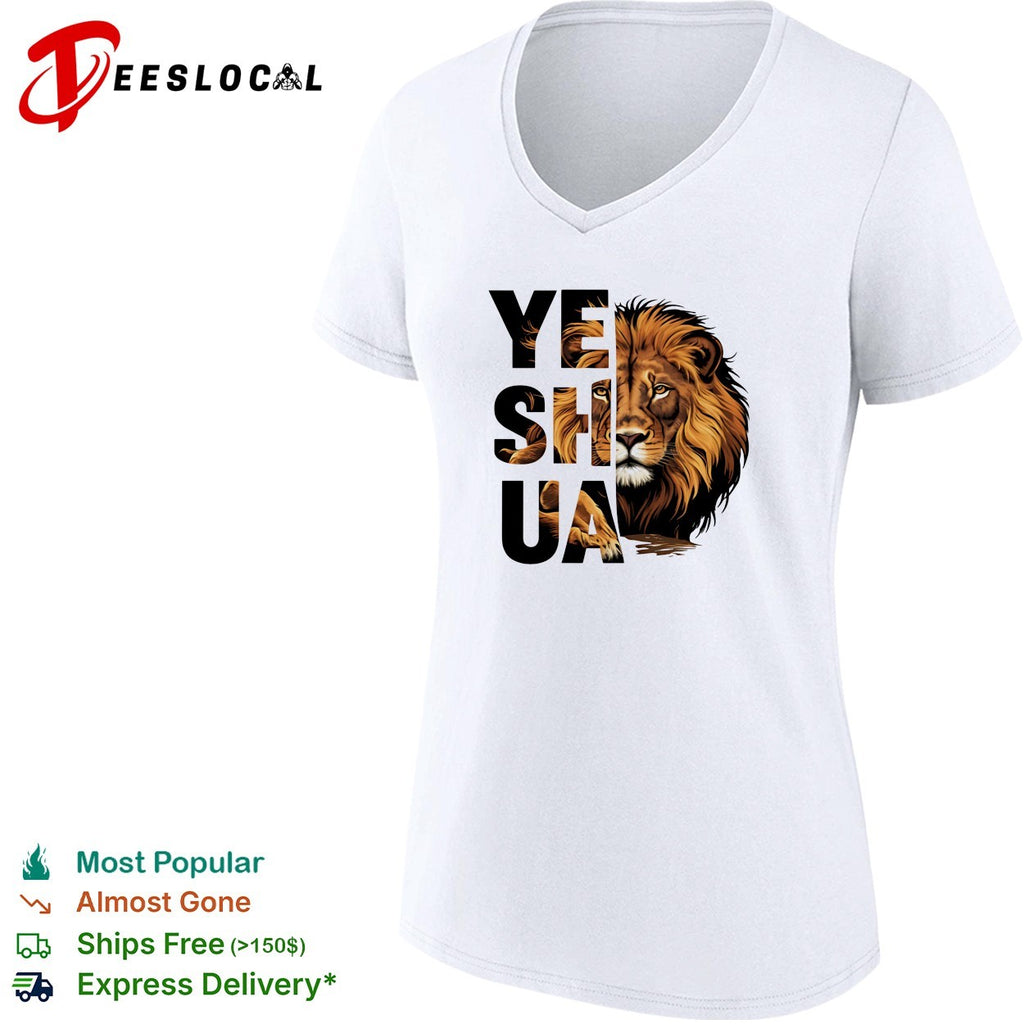 Yeshua lion face bold typography shirt