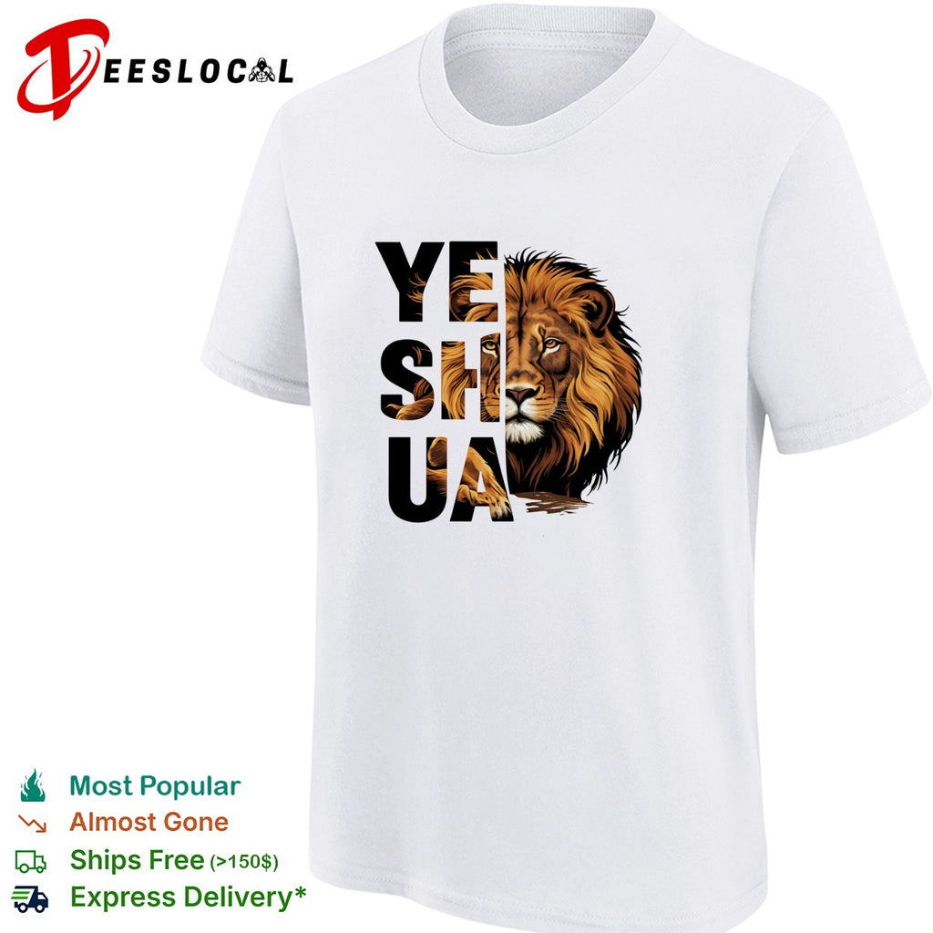 Yeshua lion face bold typography shirt