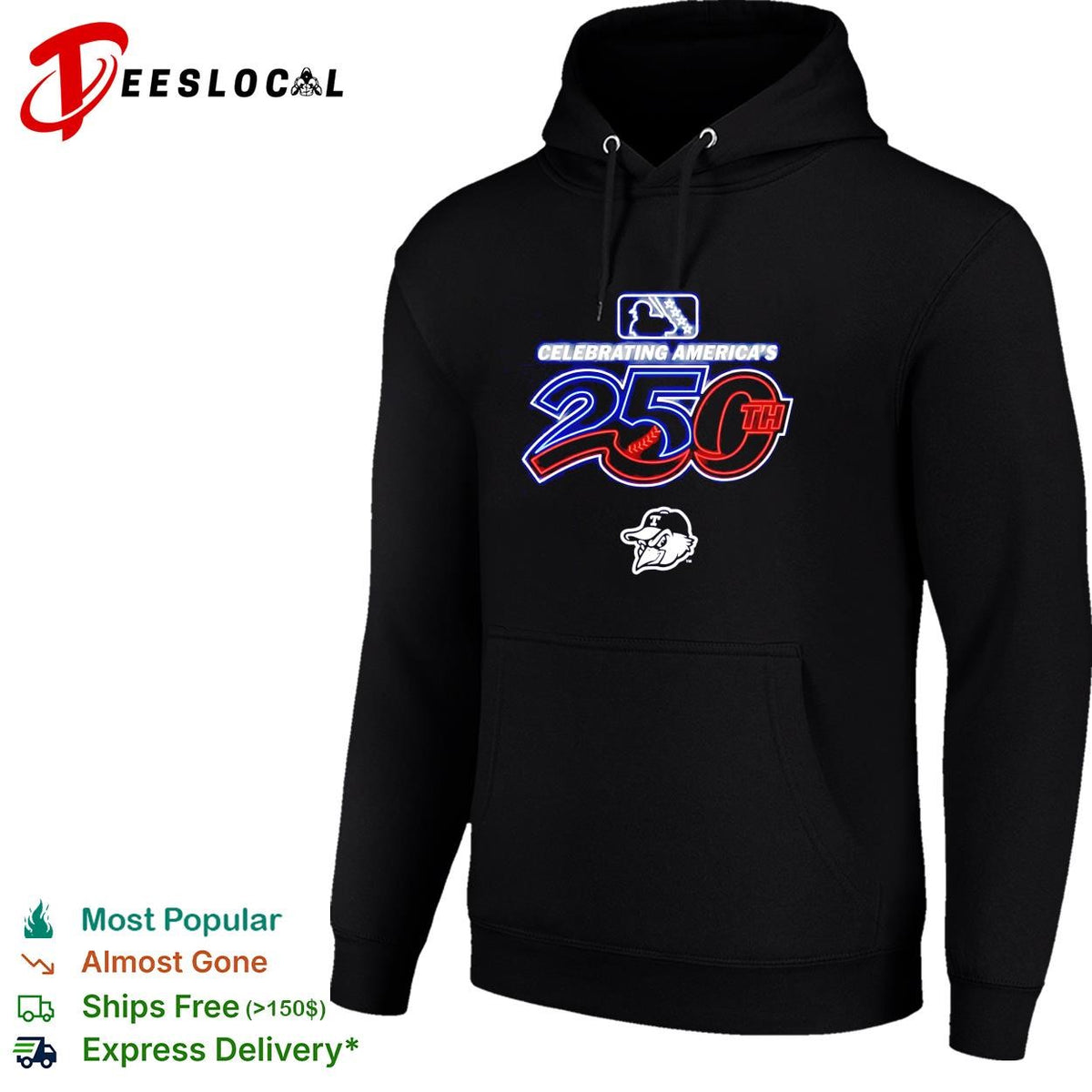 Celebrating America’s 250th MLB Trenton Thunder baseball logo red white and blue shirt