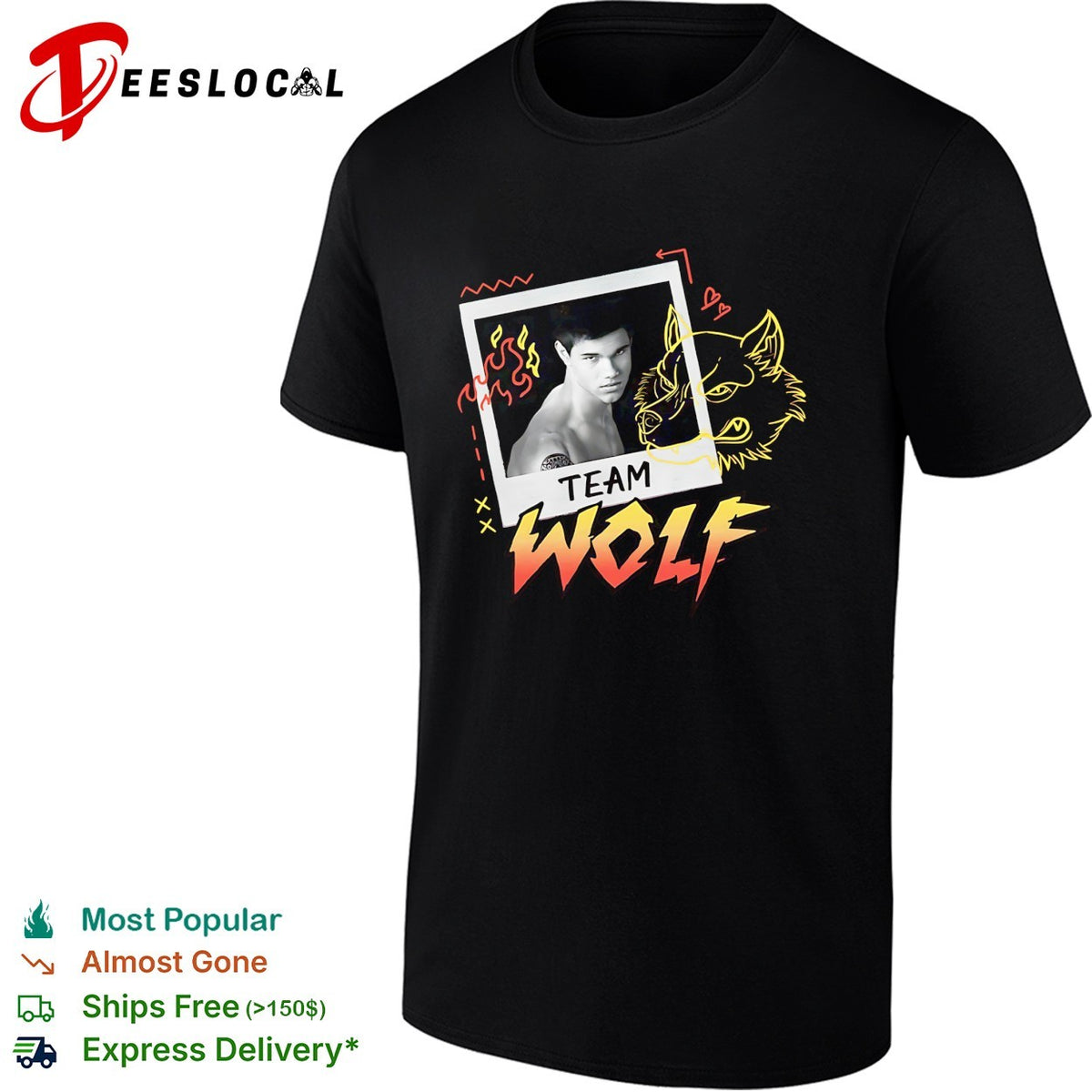 Team Wolf Twilight shirtless werewolf polaroid drawing shirt