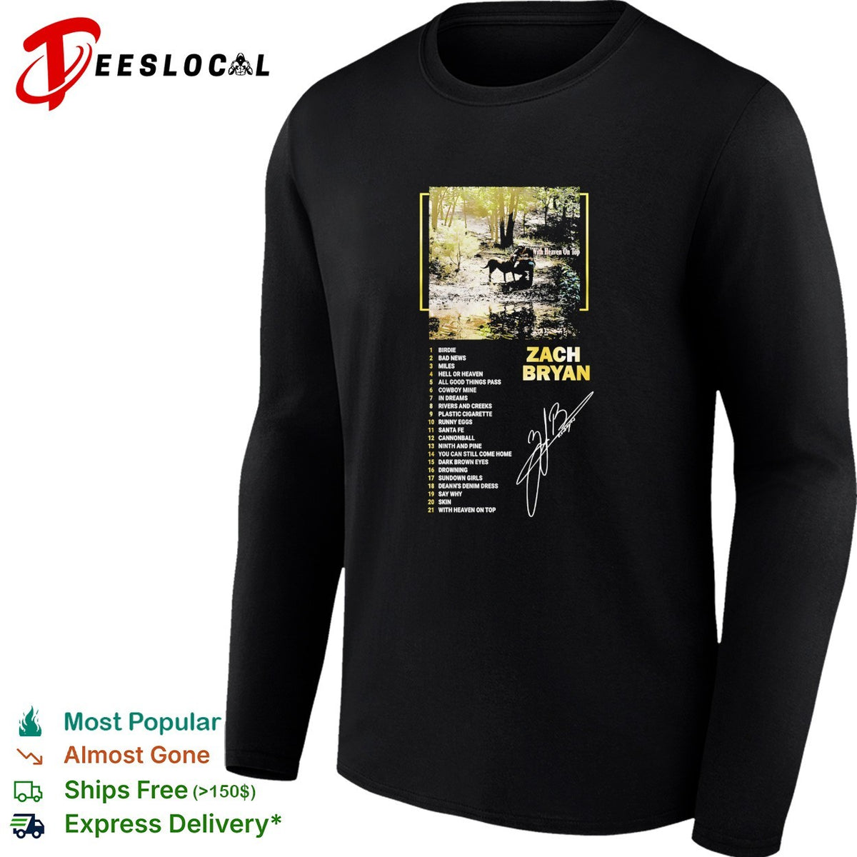 Zach Bryan album tracklist horse silhouette night sky cover art shirt