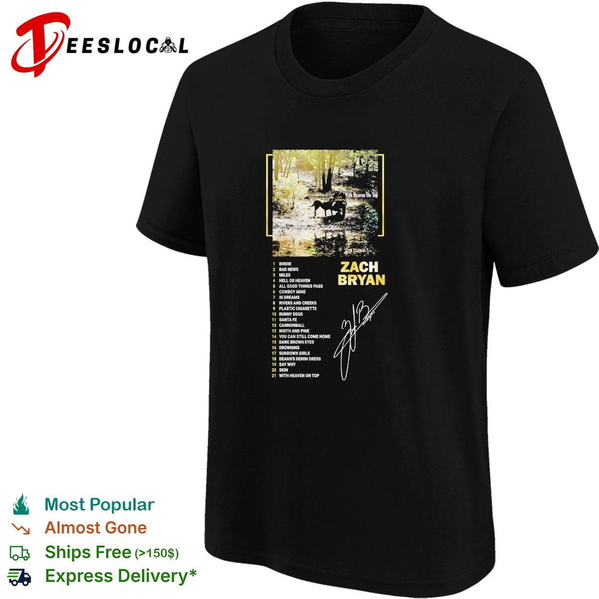 Zach Bryan album tracklist horse silhouette night sky cover art shirt