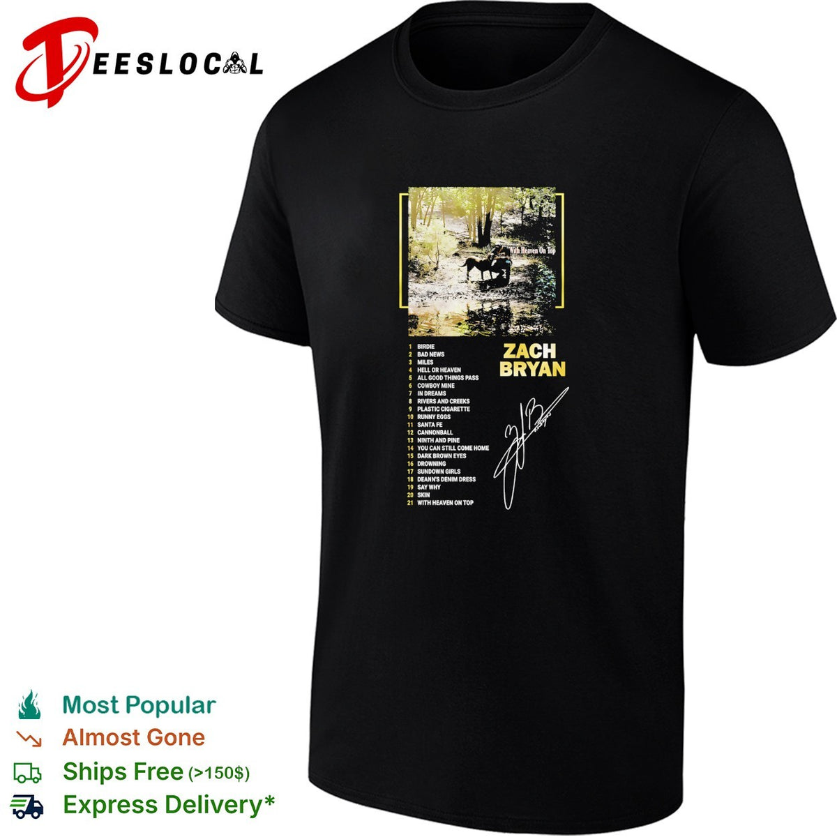 Zach Bryan album tracklist horse silhouette night sky cover art shirt