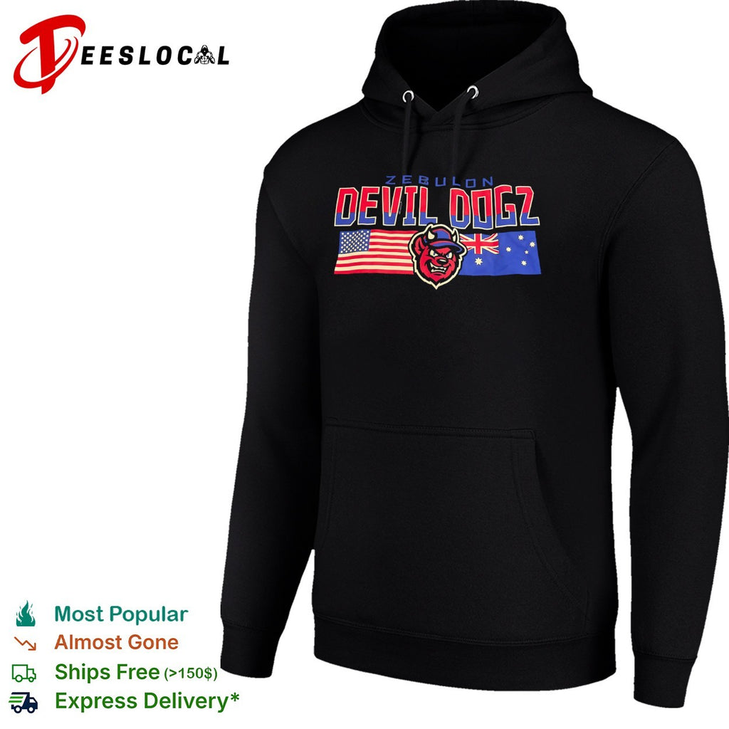 Zebulon Devil Dogz American and Australian Flag shirt
