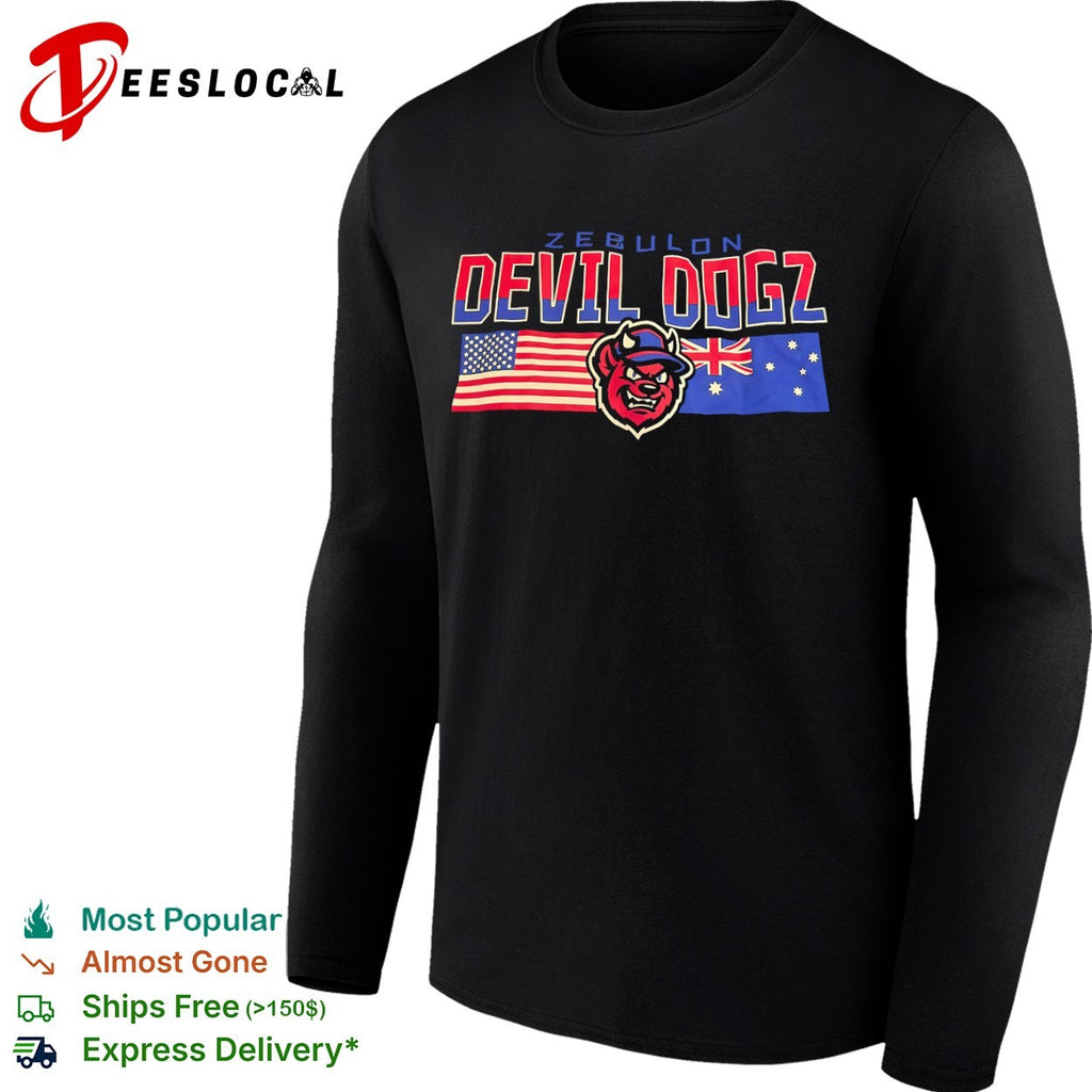 Zebulon Devil Dogz American and Australian Flag shirt