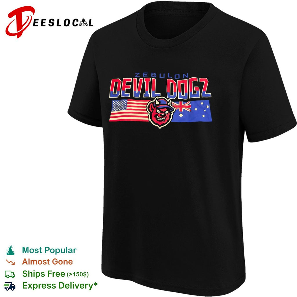 Zebulon Devil Dogz American and Australian Flag shirt