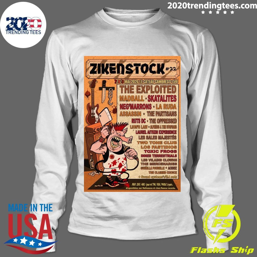Zikenstock #22 7-9 Mai 2026 Le Cateau Cambresis The Exploited Madball Skatalites Neg’marrons Shirt