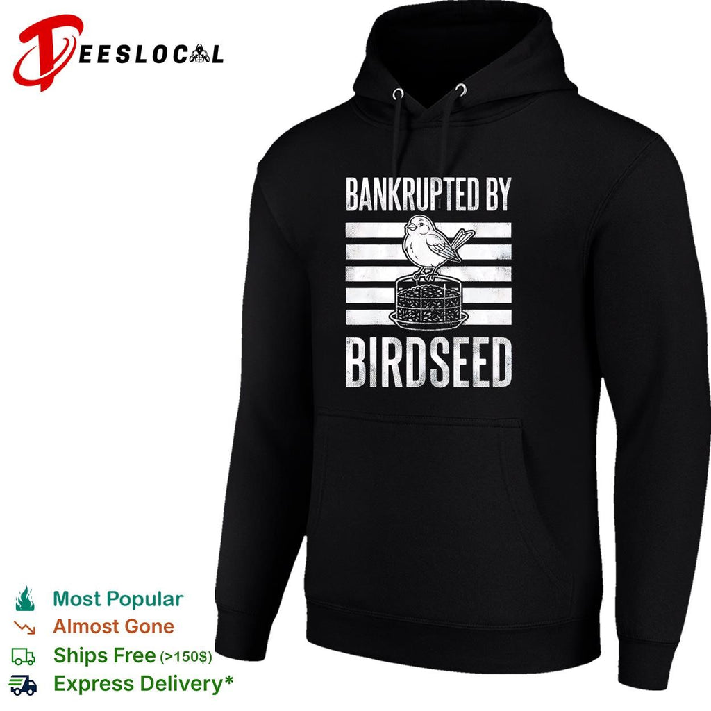 Bankrupted by birdseed bird on cake funny graphic shirt