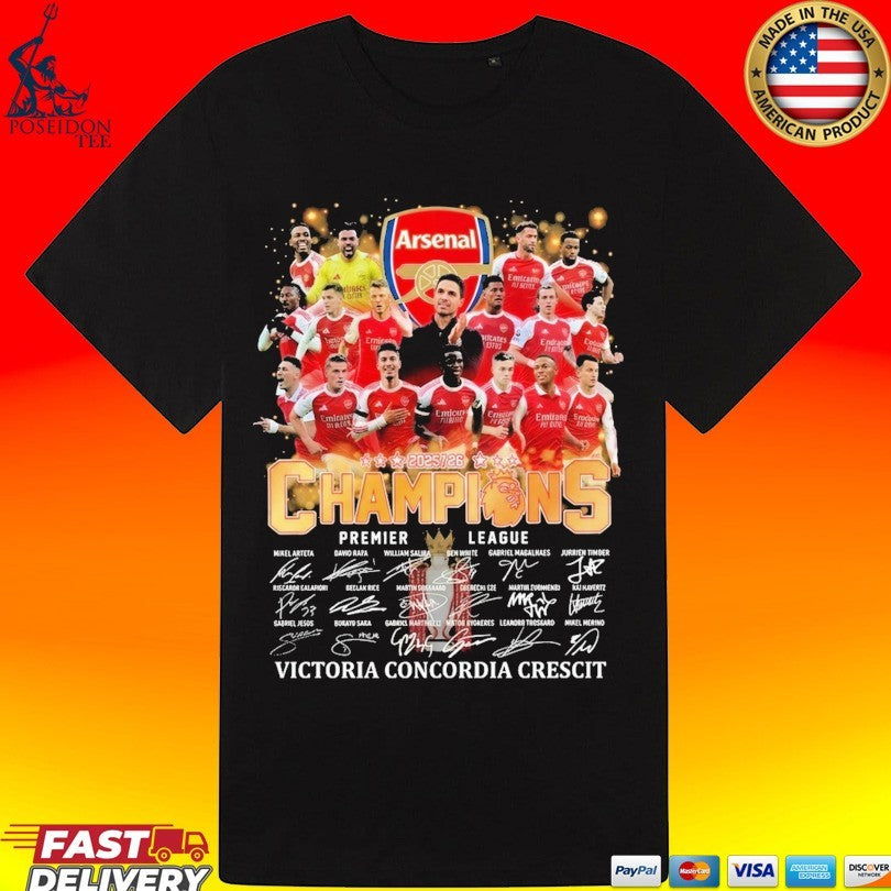 Arsenal Champions 2026 Victoria Concordia Crescit T-shirt
